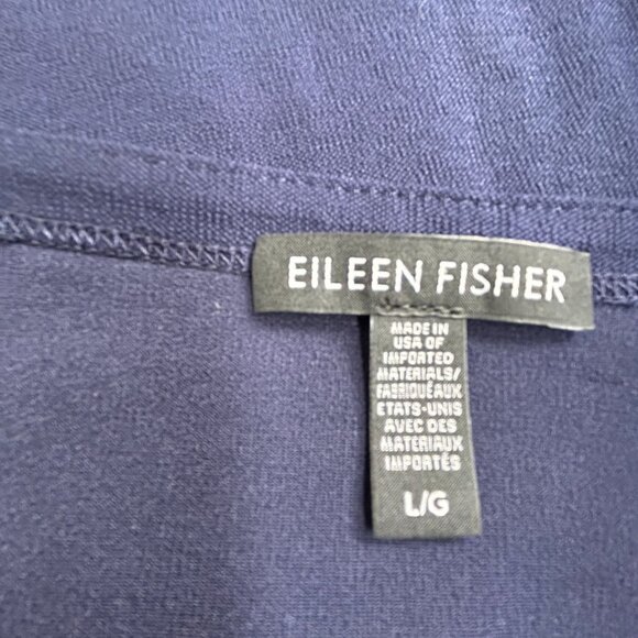 Eileen Fisher Womens Navy Washable Stretch Crepe Side Zip Shift Dress Large NWOT - Picture 3 of 8